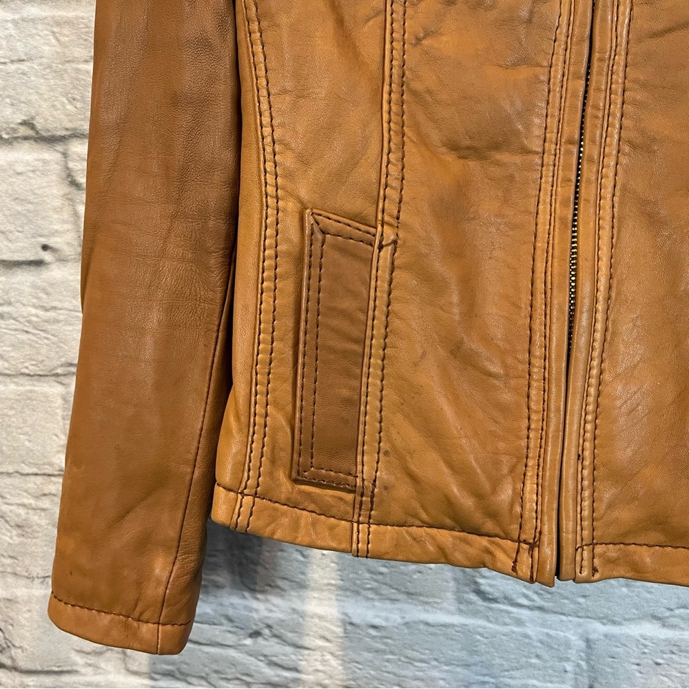 MICHAEL Michael Kors XS Brown Leather Short Moto Jacket -AS IS- - Picture 4 of 16